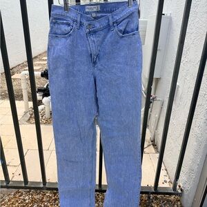 Light Blue Straight Leg Jeans - Curve Love Cross Button